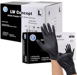 LW Concept Black Medical Nitrile Examination Gloves - Latex & Powder-Free, Disposable, Ultra-Strong, Healthcare, Food Handling Use (Large, Case of 1000)