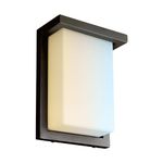 Sunlite 88673 8” Modern LED Wall Sconce Light, Outdoor Fixture, Adjustable 3 CCT 3000K-5000K, 12 Watts, 600 Lumens, Opal Shade, Oil Rubbed Bronze, Indoor for Bathrooms, Garage, Hallways & Entryways