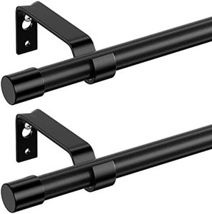 Curtain Rods Set of 2, Black Curtain Rod for Windows 66 to 120 inch, 5/8 inch Diameter Metal Standard Drapery Rod Set with Bracket, Long Outdoor Curtain Rod for Patio Rust Proof, Sliding Glass Door