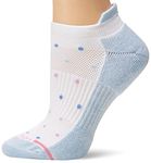 Dr. Motion womens 2pk Compression Low Cut Socks, 2 Pairs White/Comfy Blue Tri Color Dots, One Size