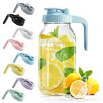 Glass Pitcher with Lid V-Shaped, 2 Quart Juice Containers with Lids Double Leak Proof, 64 oz Iced Tea Pitche for Breastmilk, Sun Tea, Juice, Coffee Creamer, Drink Pitcher