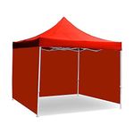 Brandway Foldable Garden Gazebo Tent with 3 Side Cover/Pop-up Canopy Tent for Garden and Promotional Activity with 3 Side Cover (Red, 10x10 Foot)