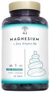 ZMA Magnesio con Zinc y Vitamina B6. Mejora el Rendimiento Ayudando a la Recuperación Muscular. Zinc y Magnesio. Vitaminas para el Cansancio. 120 Cápsulas. VEGANO. N2 Natural Nutrition