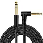 1/4 Inch TRS Instrument Cable 3Ft 2 Pack,BELIPRO 6.35mm TRS to 6.35mm TRS Stereo Audio Cable Male to Male Right-Angle-to-Straight for Electric Guitar, Bass, Keyboard,Mixer,Speaker,Equalizer...