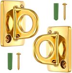 2 Pcs Gold Large Loop Wall Plate Metal Post Queue Line Barrier Hanging Circle Hook Rope Safety Barriers for Movie Theaters Grand Openings Auto Shows Hotels Velvet Stanchion VIP Rope Crowd Control