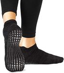 LA Active Grip Socks - 1 Pair - Yoga Pilates Barre Ballet Non Slip Covered (Stellar Black, Small)