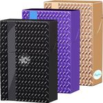 SUGLAU Cigarette Case King Size 3 Pack 85mm 20 Capacity Push to Open (Black+Purple+Gold)