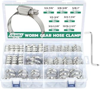 OURU Hose Clamp-150PCS Stainless Steel Hose Clamps Assortment Adjustable 1/4"-1-1/2"(6-38mm) Worm Gear Hose Clamp,Heavy Duty Small Hose Clamps for Automotive,Pipe,Radiator Plumbing,Fuel Line