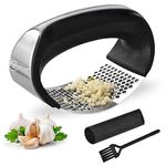 Ever Last® Garlic Press Garlic Crusher Kitchen Garlic Rocker | 304 Stainless Steel | Premium Quality, Ginger Crusher, Ergonomic Handle Garlic Peeler, Cleaning Brush, Easy to Use & Clean Kitchen Tool