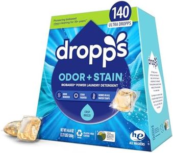 Dropps Stain & Odor Laundry Detergent Pods: Clean & Crisp| Deep Cleans Fabrics | Keeps Clothes Fresh | Prevents Odors | HE | Powered by Natural Plant-Based Ingredients | Low Waste Packaging | 140 Count
