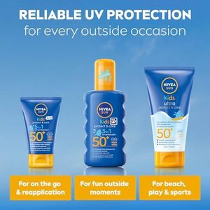 NIVEA SUN Kids SPF 50+ Coloured Sunscreen Spray, 200ml – Fast-Absorbing, No White Cast