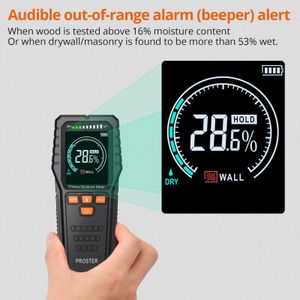 Proster Pinless Moisture Meter – Non-Invasive LCD Damp Detector for Wood, Masonry