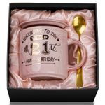 21st Birthday Gifts for Her Keepsake, Happy 21st Birthday Mug Present for Daughter, Women, Girls, Sister, Best Friend, Female Adult, Niece, Girlfriend, 14oz Cute Pink Cup Printed with Gold, Gift Boxed