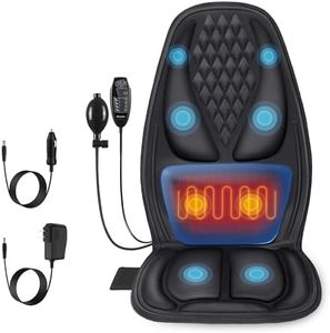 Back Massager with Heat, Massage Seat Cushion with 3D Lumbar Traction, 8 Vibrating Motors Massager Chair Pad for Full Body Pain Relief, and Home Use