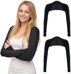 Yolev 2 Piece UV Protection Shawl Arm Sleeve Cooling Shawl Arm Sleeve with Finger Hole Sun Protection Cooler Shrug Arms Wrap (Black)