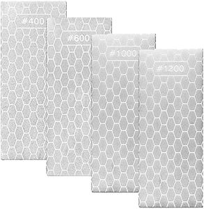 4 pcs 400/600/1000/1200 Grit Diamond Sharpening Stone Honeycomb Surface Knife Sharpener Whetstone Plate Honing with Anti-Slip Base Knives Sharpeners for Kitchen Dull Blunt or Tired Edges Tool