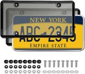 License Plate Protector, 2 Pcs License Plate Covers, License Plate Frame with Screw Caps for American Standard Car (Black)