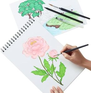 A4 300gsm - 30 White Glued Painting Paper + Water Tank Brush + 2 Brushes + Pencil 1. spiral binding and micro perforation 2. 10 Illustrations