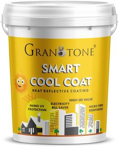 GRANOTONE Smart Cool Roof Paint, Advanced High-SRI Reflective Coating, Albedo & Crack-Bridging Properties, Energy-Efficient Durable, Versatile for Roofs, Walls & Pavements (10 KG, White)