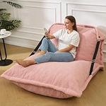 Homguava Giant Bean Bag Chair, Bean Bag Sofa with Adjustable Backrest, Bean Bag Bed with Filling and Detachable Sherpa Cover, Large Bean Bag Floor Sofa for Gaming Living Room Bedroom (Pink)