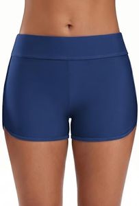 SOCIALA Women's Board Shorts High Waisted Swim Shorts Sporty Swim Bottom Boyshorts Bathing Shorts Blue 2XL