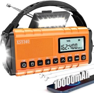 10000mah/37000mWh Emergency Radio with NOAA Weather Alert Portable Solar Powered Hand Crank AM/FM Survival Digital Display Radio,Alarm Clock Radio,SOS Emergency Flashlight,Family Emergency Essentials