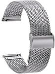 TStrap Mesh Watch Strap Metal - Quick Release Watch Straps for Men Women - Stainless Steel Milanses Smart Watch Bracelet - Ladies Replacement Band Black - 16mm 18mm 20mm 22mm, Silver, 20mm, Classic Style