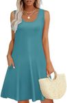 WEESO Spring Dresses for Women 2024 Loose Crew Neck Sleeveless Dress Sundresses with Pockets Blue XL