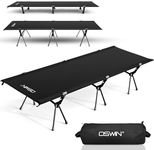 OSWIN Adult Backcountry Camping cot with Leg Extension, rollaway Camping cot, Ultralight Folding Backpack Bed, Support 330-pound, Portable Camping Bed Outdoor Hiking RV Beach（Black）