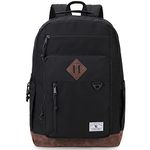 School Backpack, Vintage Work Travel Backpack for Men Water Resistant College Lightweight Book Backpack Women Teens VONXURY (17 inch Black)