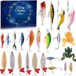 Christmas Advent Fishing Countdown, 24 Day Lure Set, 2024 Surprise Gifts for Fisherman Fishing, Holiday Decorations, Birthday Parties (Blue)