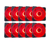 APEVIA CO1012L-RD Cosmos 120mm Red LED Ultra Silent Case Fan w/ 16 LEDs & Anti-Vibration Rubber Pads (10 Pk)