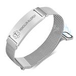 VNOX Medical Alert Id Bracelet for Men Women, Custom Engraving Adjustable Stainless Steel Customizable Mesh Emergency Survival Medic Bracelets Wristband Loop Band with Replacement Tag, no gemstone
