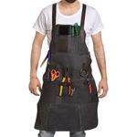 Leather Apron Genuine Pure Leather Tool Work BBQ Apron for Handyman, Carpanter, Woodwork, Kitchen, Cooking - Men and Women (Ash Grey)…