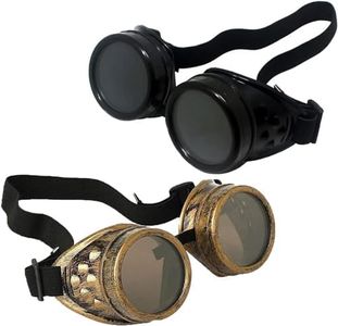 TamBee Steam Punk Glasses Men Cosplay Goggles Halloween Glasses Cyberpunk Glasses Welding Goggles for Steampunk Cosplay (1 Black + 1 Copper)