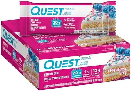 Quest Nutrition Birthday Cake Protein Bar, High Protein, High Fibre, Low Sugar, Keto Friendly, 20g Protein, 1g Sugar, 12ct