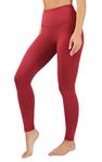 90 Degree By Reflex High Waisted Tummy Control Squat Proof 4-Way-Stretch Workout Leggings, Rhubarb, M (PW73611)