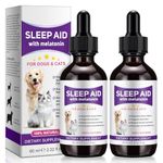 MASAIGGE Melatonin for Dogs & Cats, Sleep Aid & Dog Anxiety Relief for All Breeds, Dog Calming Melatonin for Noise, Fireworks, Separation & Travel Stress - Promotes Relaxation, Deep Sleep 60ml (2PK)