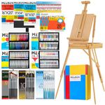 MEEDEN Advanced Painting Set, French Easel, 96 Color Paints, 30 Brushes, Natural Beech Wood, Art Supplies for Adults & Beginners
