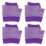 PENTA ANGEL 2 Pairs Fishnet Fingerless Gloves for Women Girls Halloween Cosplay, Purple, Short