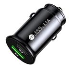 YABABU LED PD USB C Car Charger 3.1A Charge Dual ciggerette lighter For iPhone 12 11 Type C Phone, android, IOS and all Smart Mobile Phones and Tablets Car Charger (Black)