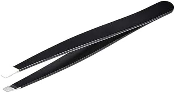 Amazon Basics Pince à épiler oblique,Pince professionnelle en acier inoxydable pour une épilation efficace, idéale pour les routines de beauté quotidiennes,boîtier de transport inclus, noir, lot de 1