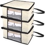 Woffit Foldable Storage Bag Organizers, Large Clear Window & Carry Handles, Great for Clothes, Blankets, Towels, Winter & Summer Clothing, Closets, Bedrooms, Under Bed & More (Large)