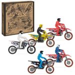 Supercross, Authentic 5-Pack of 1:24 Scale Die-Cast Motorcycles with Rider Figure, Toy Moto Bike for Kids and Collectors Ages 3 and up