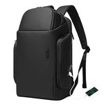 BANGE Smart Business Backpack with USB charging Port,Lightweight Work Backpack for Men and Women, Black, Medium, Style