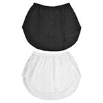 emperoch 2PCS Shirt Extenders Ladies, Adjustable Fake Top Lower Sweep Skirt Shirt Extender for Women Layering, Miniskirt Shirt Extender Hem Extender (Black, White)