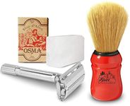 TSF Shaving Set with Omega Brush Bloc Osma and The Shave Factory Safety Razorred, RED, 1 count