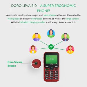 Doro Leva E10 4G Mobile Phone – Red