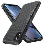 Hensinple for Case for iPhone XR Case, with Tempered Glass Screen Protector, Military Drop Protection Shockproof Back Cover for iPhone XR 6.1 inch,Black