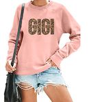 ALLTB GIGI Sweatshirt Women Gigi Heart Graphic Gigi Gifts for Grandma Casual Long Sleeve Nana Mothers Day Tops, Light Pink 1, X-Large